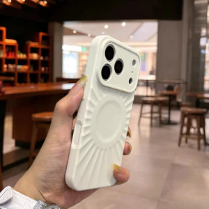 【 Ốp điện thoại mềm silicon họa tiết mặt trời / Trắng 】 tương thích cho iPhone 16 pro max 17 pro max