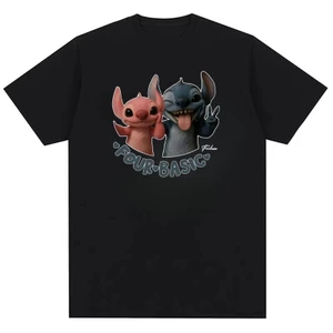 Stitch nhân vật hoạt hình in họa tiết chất lượng cao trung tính cotton thoải mái