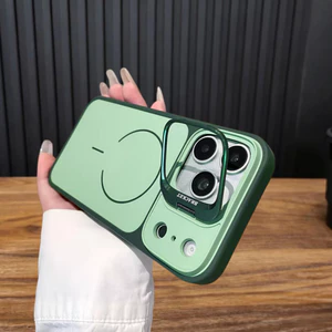 【 Nút khí / giá đỡ / Ốp cứng mờ / Xanh lá cây 】 tương thích cho iPhone 11 12pro max 13 pro max 14 pro max 15 pro max 16 pro max 17 pro max