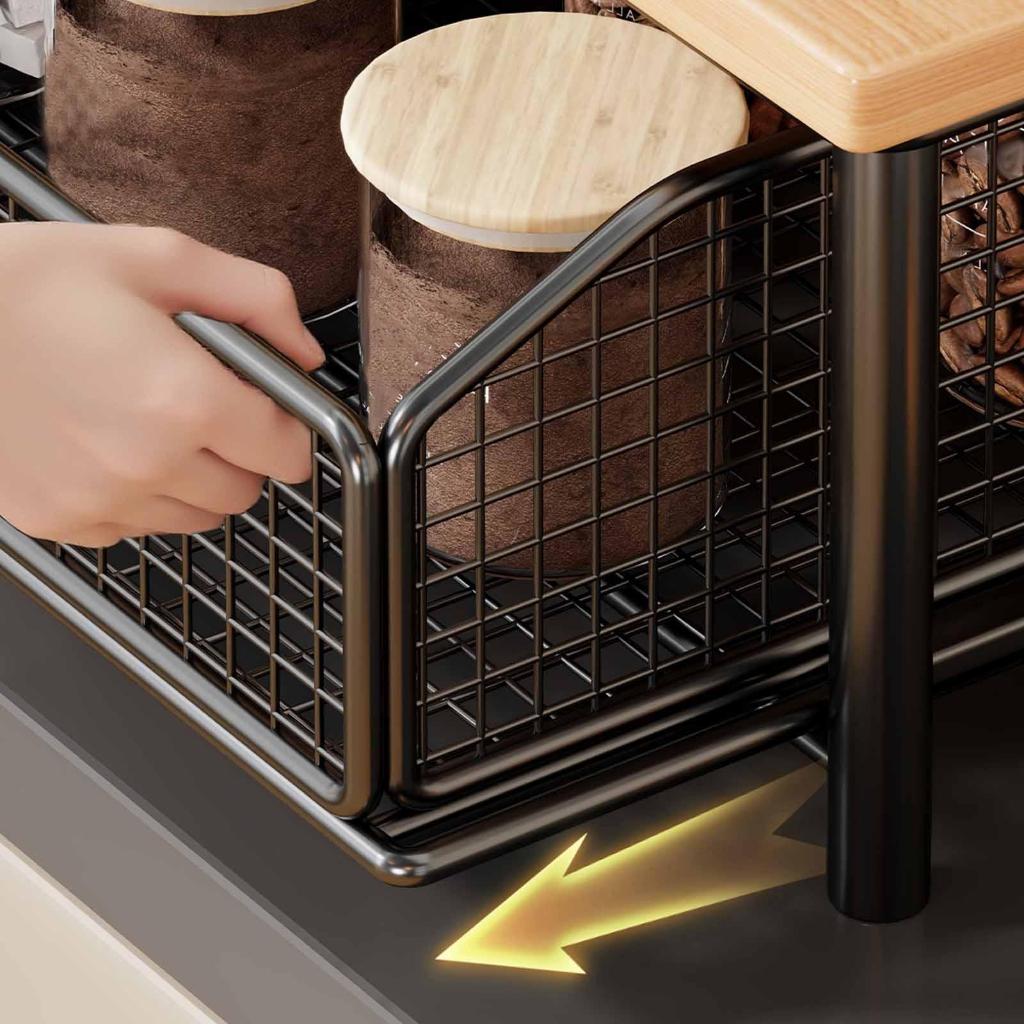 Quầy Bar cà phê, Giá đỡ cà phê, Giá đỡ đa chức năng có ngăn kéo mịn Kệ quầy bếp cho ký túc xá túi trà