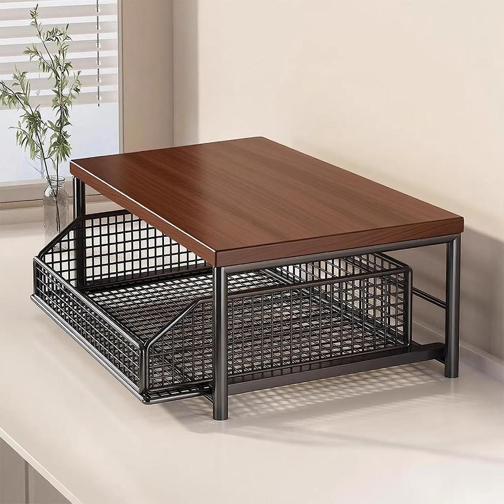 Quầy Bar cà phê, Giá đỡ cà phê, Giá đỡ đa chức năng có ngăn kéo mịn Kệ quầy bếp cho ký túc xá túi trà