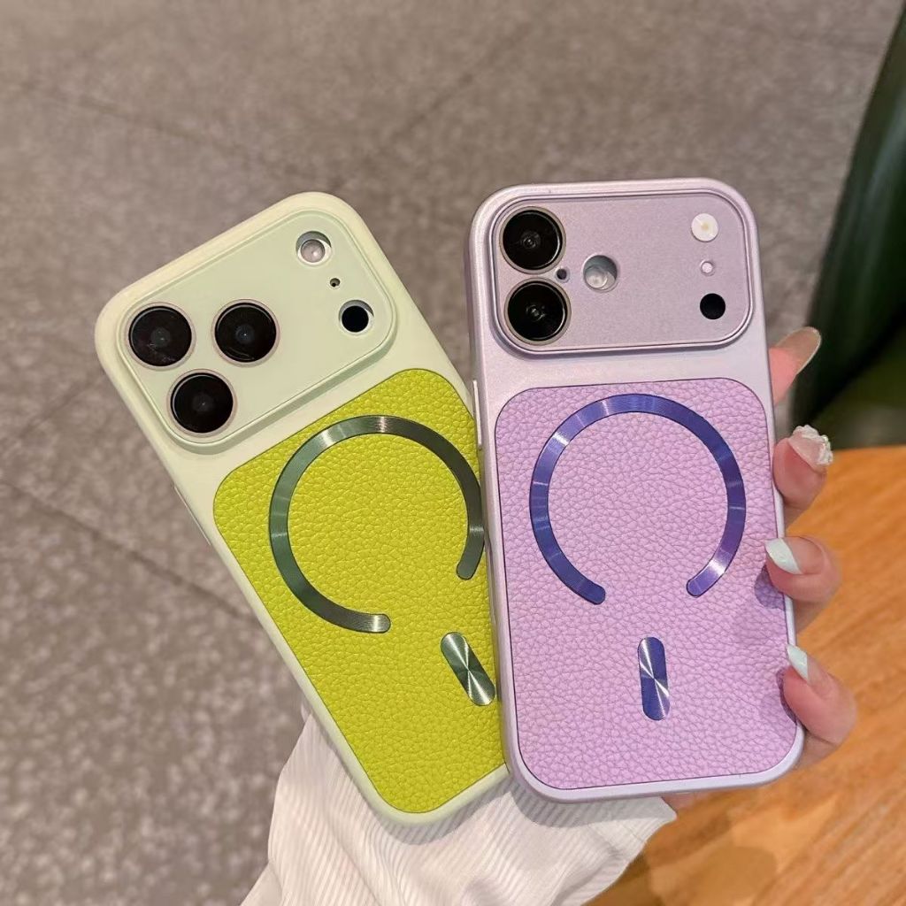 Ốp điện thoại cứng hình vải lanh sang trọng C từ tính tức thì 17 thích hợp cho iPhone 17 16 15 14 13 12 11 Pro Max Plus Ốp lưng