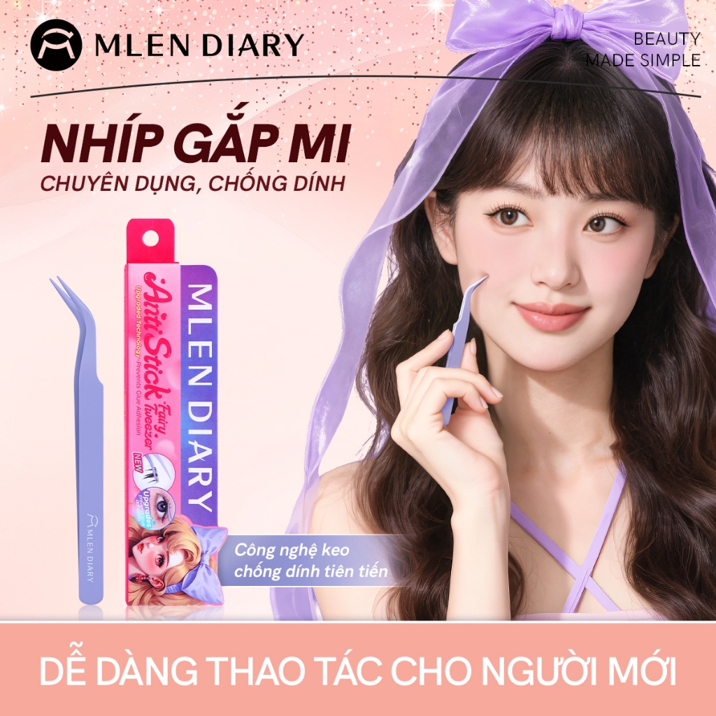 MLEN DIARY Nhíp Gắn Mi Giả, Kẹp Lấy Mi Thiết Kế Nhỏ Gọn, Hỗ Trợ Dán Mi Nhanh Chóng