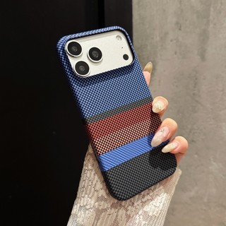 Ốp điện thoại chống rơi họa tiết Kevlar siêu mỏng nối lỗ lớn phù hợp cho iPhone 11 12 13 14 15 16 17 Pro Max Ốp lưng cứng chống rơi toàn diện