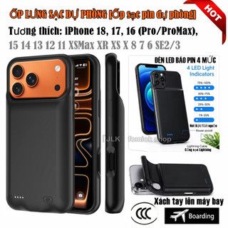 [JLK] Pin dự phòng ngoài trời 7000mAh Vỏ sạc silicon mềm di động cho IPhone Air 17E 16E 18 16 ProMax 15 14 Plus 13 12 11 XSmax 8 7 6 Full Series