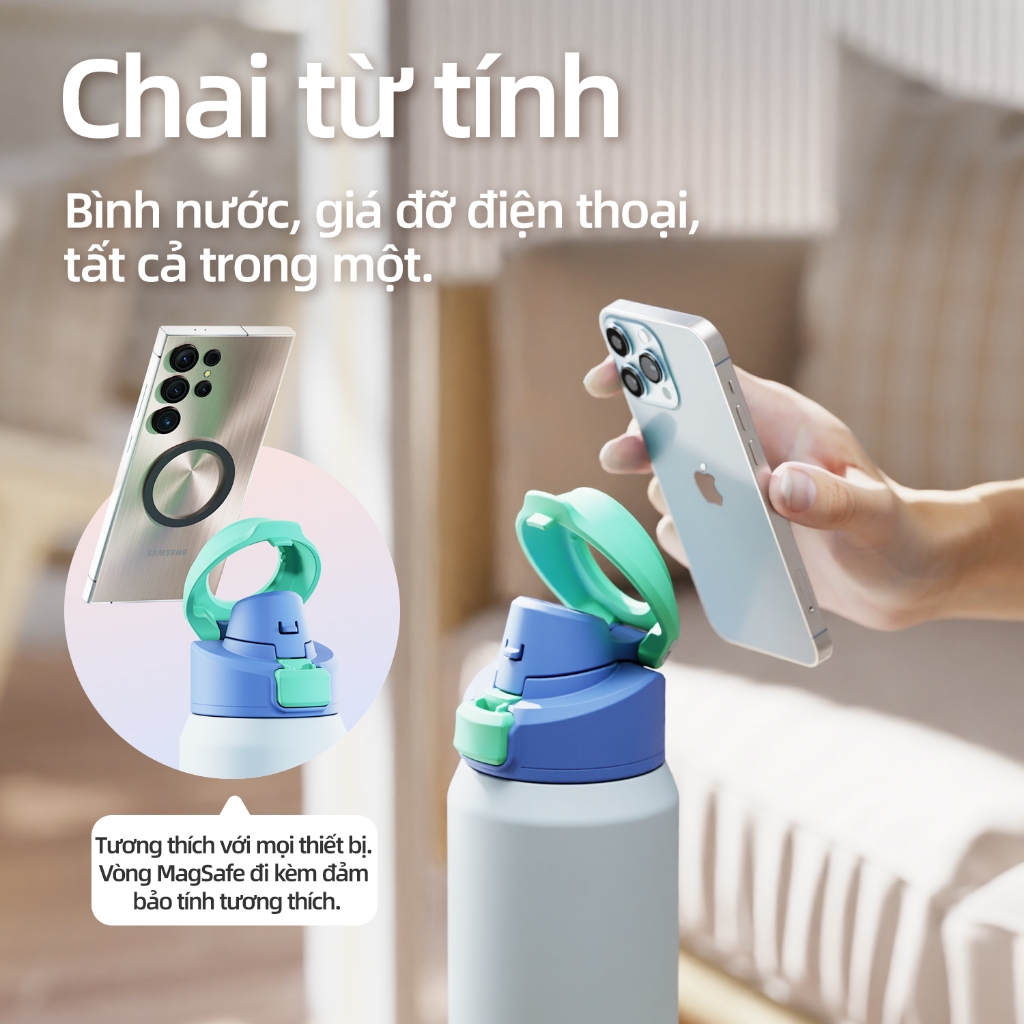Bình Giữ Nhiệt FJbottle 710ml/950ml Bình Nước Giữ Nhiệt Nắp Hít Giữ Điện Thoại Phù Hợp Văn Phòng