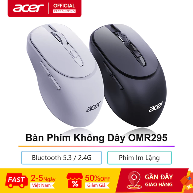 Acer Chuột Không Dây OMR295 Bluetooth 5.3 / 2.4G Phím Im Lặng Wireless Mouse Chuột Bluetooth Không Dây Gaming Chuột Gaming Không Dây