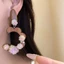 Gỗ Sóng Hình Chữ C Vòng Thả Bông Tai Nữ Iridescent Nhựa Hoa Hồng Giả Ngọc Trai Vintage Cổ Tích Cottagecore Đám Cưới Hàng Ngày Trang Sức Quà Tặng
