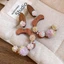 Gỗ Sóng Hình Chữ C Vòng Thả Bông Tai Nữ Iridescent Nhựa Hoa Hồng Giả Ngọc Trai Vintage Cổ Tích Cottagecore Đám Cưới Hàng Ngày Trang Sức Quà Tặng