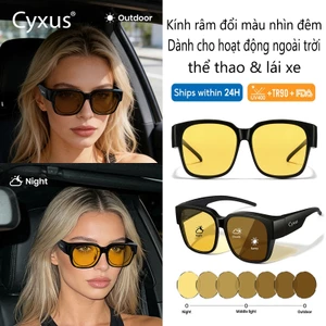 Cyxus Kính râm/Kính đổi màu/Kính an toàn xe máy đổi màu phân cực/Nhẹ, Quà tặng lý tưởng, Hộp đựng kính bằng da, Có thể đeo chồng lên kính cận, gọng TR90, unisex, phù hợp với mọi khuôn mặt, thích hợp cho cả lái xe ban ngày và ban đêm. 1821Hi