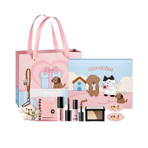 Bộ trang điểm Mooekiss với Shadow Treatment, Lip Mud, Lip Glaze, Son thủy tinh dễ tô màu, Màu da đồng đều, Phong cách dễ thương và dễ thương, Bộ trang điểm 7 mảnh