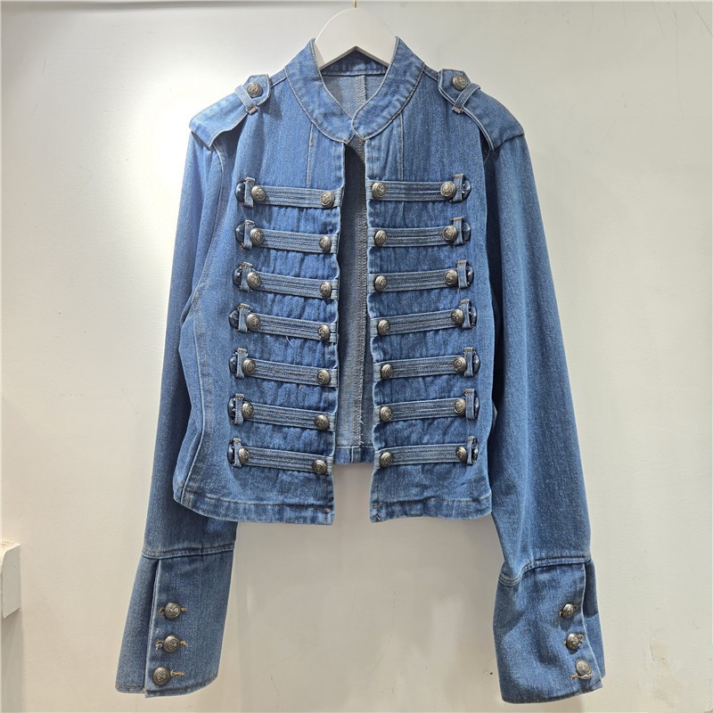 Mùa Thu 2025 - Áo Khoác Denim Ngắn Với Chi Tiết Kim Loại Sườn Khóa, Phong Cách Cổ Điển