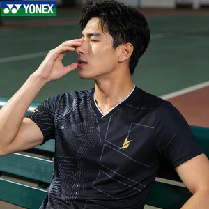 Áo sơ mi cầu lông YONEX, tay ngắn tập luyện thoáng khí cho nam và nữ