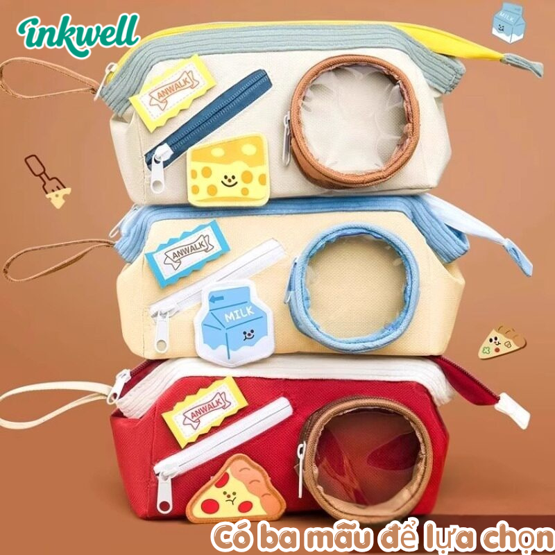 Hộp Bút Dung Tích Lớn |Túi bút |INS Cute Style |Nhiều Ngăn | Họa Tiết Đồ Ăn Dễ Thương | Cho Học Sinh