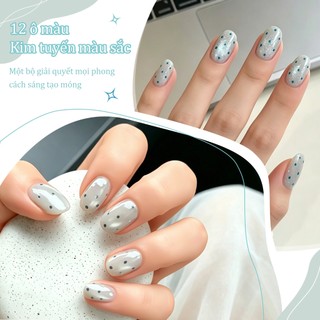 Miss Gooey Xu hướng hot trên mạng Nghệ thuật vẽ móng mini siêu lấp lánh với họa tiết chấm bi tròn kiểu Hàn Quốc.