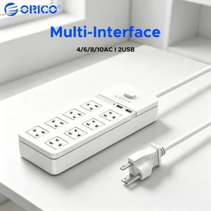 ORICO Surge Protector Power Strip 8 AC Outlets 2 cổng USB 5V4A Multi Plug Extension Cord US Plug Bảo vệ quá tải cho văn phòng tại nhà, văn phòng, máy tính để bàn, du lịch