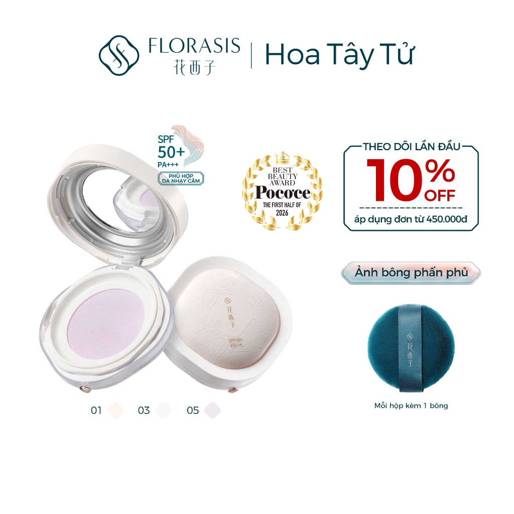 Florasis ( Hoa Tây Tử) Phấn Phủ Dạng Bột Flawless Jade Breathable SPF50+ PA+++ – 2 Trong 1: Cố Định Lớp Trang Điểm & Bảo Vệ Da, Kết Cấu Nhẹ & Kiểm Soát Dầu Cho Mọi Loại Da 8.5g