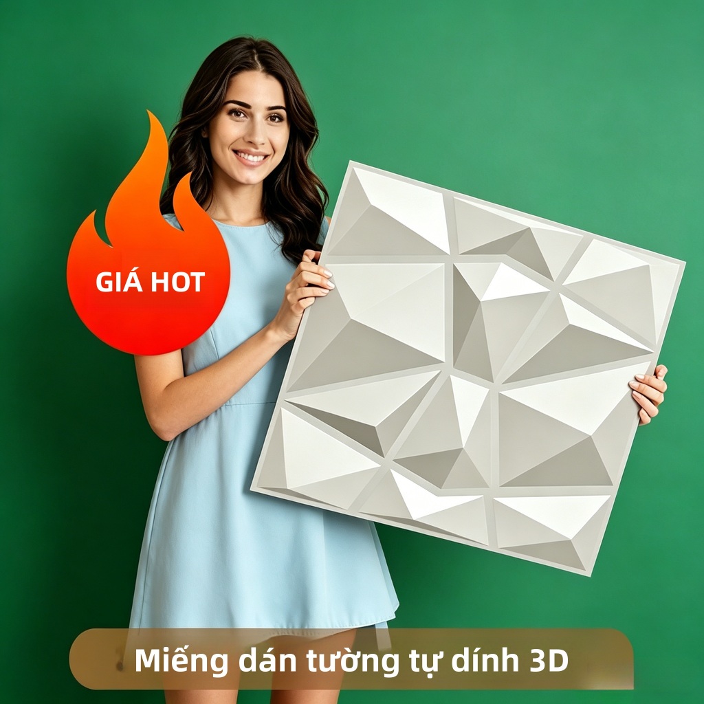 Bảng trang trí tường 3D 30cm cho tường phòng ngủ, chất liệu PVC che tường