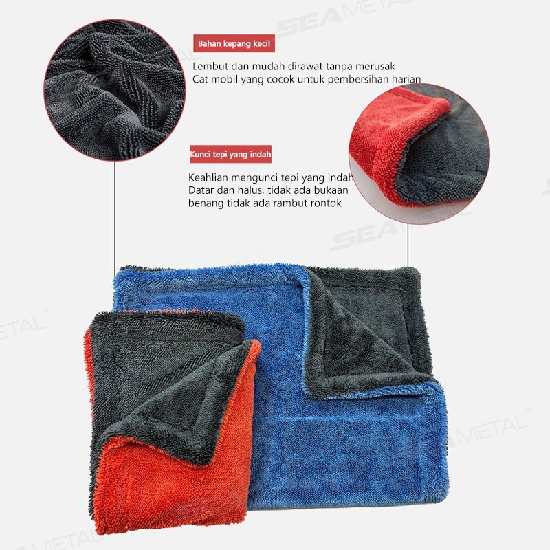 Khăn Rửa Xe SEAMETAL 1200GSM Microfiber Hai Mặt Siêu Thấm Hút Rửa Xe Vải Làm Sạch Khăn Sấy Phụ Kiện Giặt