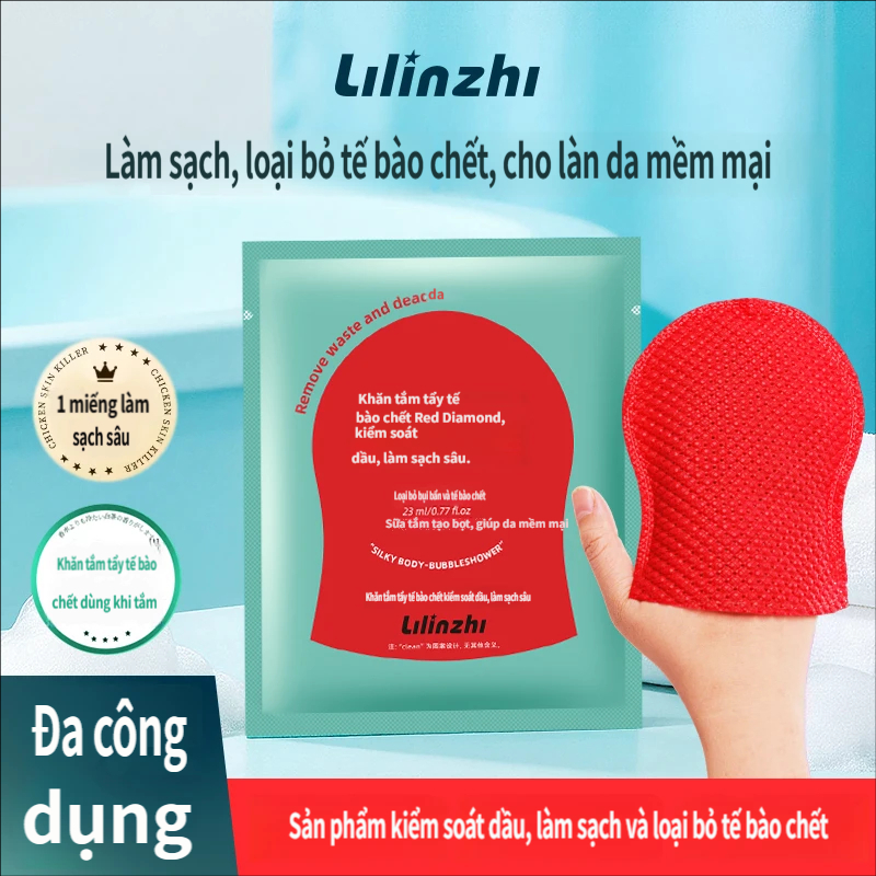 Lilinzhi Red Diamond Kiểm Soát Dầu Tẩy Tế Bào Chết Khăn Tắm Dùng Một Lần Găng Tay Tắm Toàn Thân Chà Bùn Tẩy Tế Bào Chết Da Gà Cải Thiện Da Thô Làm Sạch Sâu Lỗ Chân Lông Bụi Bẩn Dưỡng Ẩm Trẻ Hóa Da Tắm PAD Tắm Dụng Cụ Tiện Dụng 5 Miếng Gói
