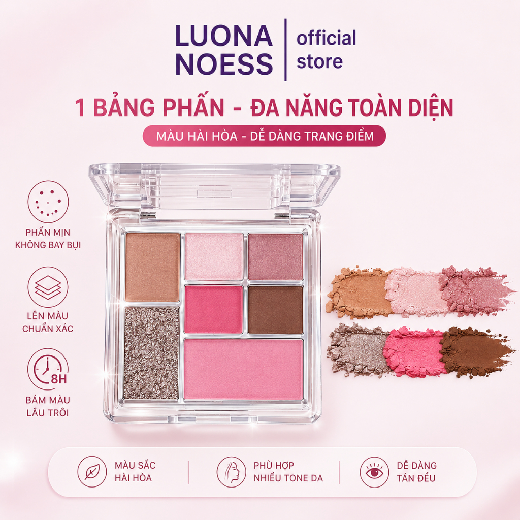 Phấn mắt LUONA NESS Bảng trang điểm đầy màu sắc 9g