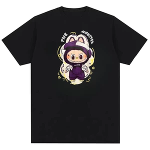 Labububumon Họa Tiết In Hình Vui Nhộn Thời Trang Trung Lập Chất Lượng Cao Cotton Nguyên Chất Áo Thun Thoải Mái