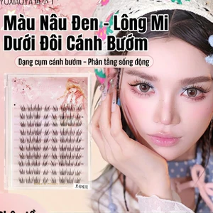 IOIIK 10 hàng-- Lông mi giả truyện tranh nữ ngọt màu nâu đen kiểu râu bướm - Lông mi giả bó đơn thân mảnh trong suốt mô phỏng tự nhiên tạo đôi mắt sinh động