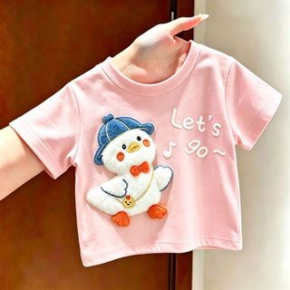Áo thun hè cho bé – Họa tiết 3D hình vịt, tay ngắn, dễ thương, cho bé trai & bé gái