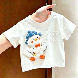 Áo thun hè cho bé – Họa tiết 3D hình vịt, tay ngắn, dễ thương, cho bé trai & bé gái