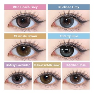 Kính áp tròng Kilala lens 1 ngày màu xám  DIA 14.0mm 14.2mm 14.5mm Ice Peach Grey,Chestnut Milk Brown,Amber Rose​,Starry Blue và màu xám  lens cận  có độ (0-7) 2 chiếc
