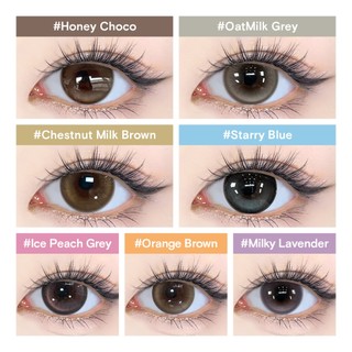Kính áp tròng Kilala lens 1 ngày màu xám  DIA 14.0mm 14.2mm 14.5mm và màu xám Twinkle Brown，Ice Peach Grey，OatMilk Grey，Starry Blue lens cận 1 ngày có độ (0-7) 2 chiếc