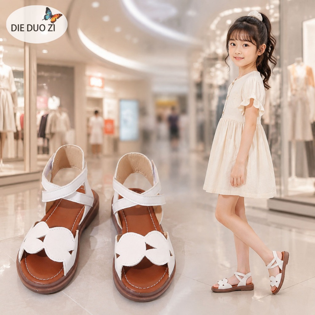 Xăng đan Nữ Đấu Sĩ La Mã, Xăng đan Đế Bằng Bằng Dệt Ngón Chân, Đế Cao Su Mềm Chống Trơn Trượt Mùa Hè Giày Cho Bé Gái Tập Đi
