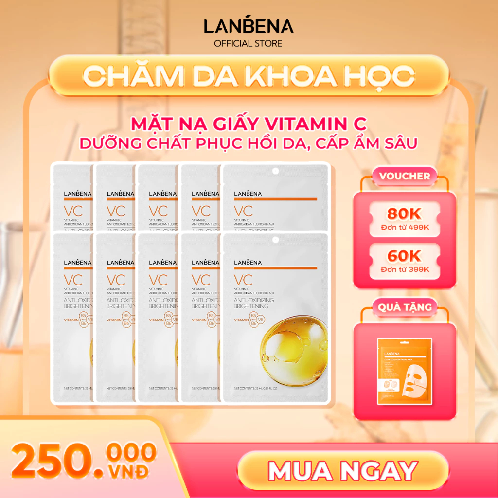 LANBENA COMBO 10 Mặt Nạ  BHA,VC,VA,B5,B3 MULTI-VITAMINS (25ml) - PHỤC HỒI, DƯỠNG ẨM, DƯỠNG SÁNG, LÀM DỊU DA Skincare