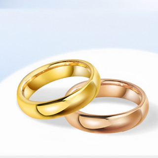 Nhẫn đôi mạ vàng nhiều màu tối giản Nhẫn đôi mạ vàng 18K Vòng thép không gỉ vòm tròn 4mm