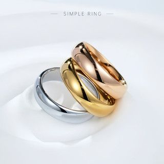 Nhẫn đôi mạ vàng nhiều màu tối giản Nhẫn đôi mạ vàng 18K Vòng thép không gỉ vòm tròn 4mm