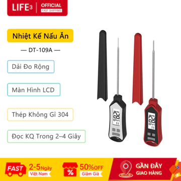 3Life Nhiệt Kế Nấu Ăn DT-109A Đọc KQ Trong 2–4 Giây Thép Không Gỉ 304 Màn Hình LCD Food Thermometer Nhiệt Kế Điện Tử Nhiệt Kế Thực Phẩm Kế