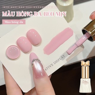 Miss Gooey Sơn móng tay dạng gel màu hồng nhạt mới độ bão hòa cao làm mịn tức thì màu hồng nữ tính kiểu Pháp.