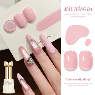 Miss Gooey Sơn móng tay dạng gel màu hồng nhạt mới độ bão hòa cao làm mịn tức thì màu hồng nữ tính kiểu Pháp.