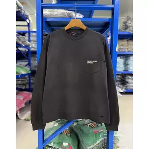 Unisex Cổ Điển In Logo Thả Vai Rửa Đau Khổ Rách Dài Tay Áo Thun