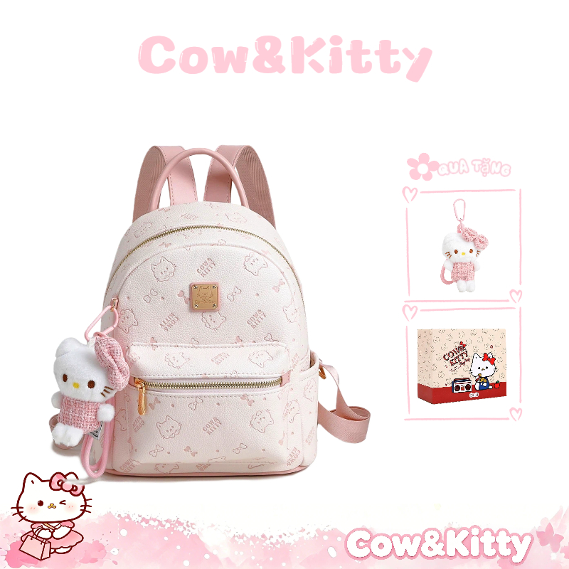 Balo nữ Cow&Kitty/BORRY ROSA hồng Kitty Series Ba lô dung tích lớn màu hồng Ba lô bình thường