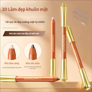 Liangnishi Double-Headed Cutable Contouring Stick Highlight Shadow Bút định hình hai trong một Người mới biết tự nhiên Ba chiều Mũi Shadow Side Face Brightening Concealer Trang điểm không thấm nước Giữ không cất cánh Trang điểm Retouch Face Trầm cảm Định