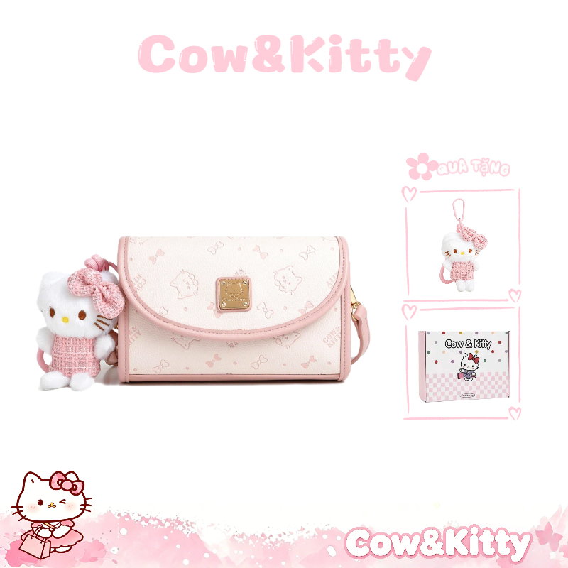 Túi đeo chéo Cow&Kitty Túi xách màu hồng dễ thương Túi đeo vai phong cách Hàn Quốc