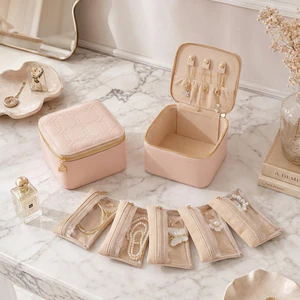 CASEGRACE Hộp trang sức 6 túi nhung đựng vòng cổ, nhẫn, bông tai, du lịch, quà tặng cho nữ