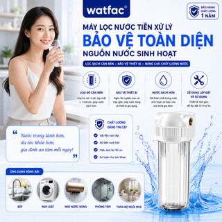 watfac Trong Suốt 33cm Chai Lọc 4 Điểm Lọc Trước PP Cotton Bùn Cát Rỉ Máy Lọc Nước Miệng Đồng Không Treo Tấm Chống Cháy Nổ