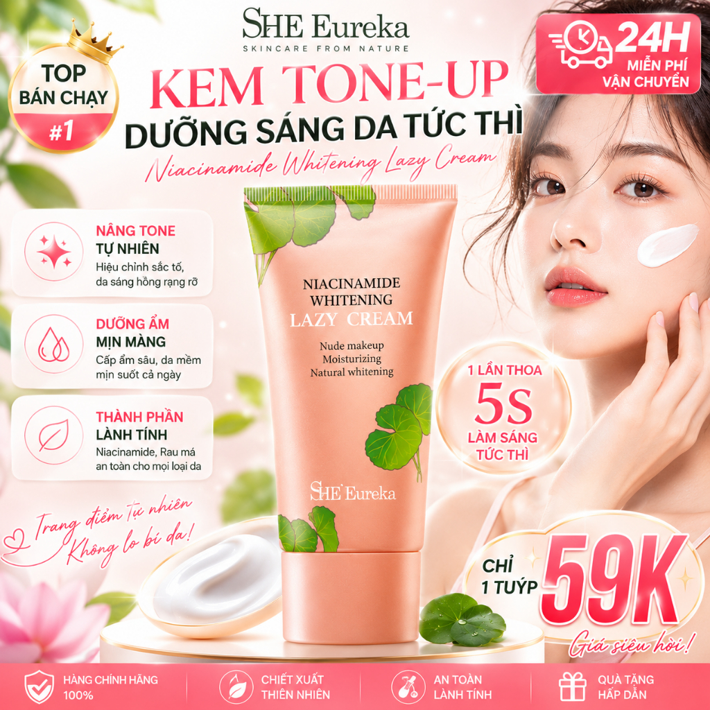 1PC 59.000₫ SHEEureka Da xỉn màu| Kem nâng tone da mặt Niacinamide dưỡng trắng tự nhiên |giảm thâm xỉn