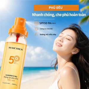 Xịt chống nắng công suất cao làm mới HAICUIER SPF50 PA + + + Bảo vệ tia cực tím toàn thân Chống nước di động Chống mồ hôi cách ly ngoài trời 90ml