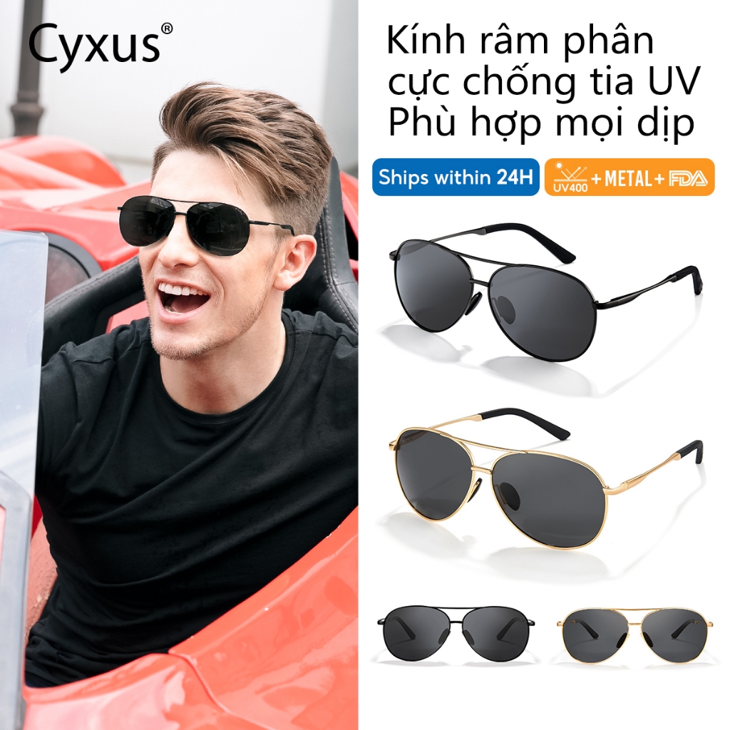 Cyxus Kính râm phân cực | Kính mắt thời trang | Kính râm chống tia UV | Thiết kế cầu kính đôi thời trang | Thích hợp cho lái xe và đi bộ đường dài 1489