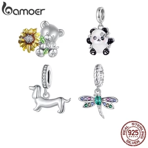 Bamoer Mặt Dây Chuyền Bạc 925 Hình Gấu / Chó / Chuồn Chuồn DIY SCC2561