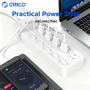 ORICO Surge Protector Power Strip 5 US Ổ cắm riêng rẽ Công tắc 2 cổng sạc USB Dây nối dài gắn tường Quá tải Dải nguồn chống sét cho máy tính xách tay Điện thoại Văn phòng tại nhà