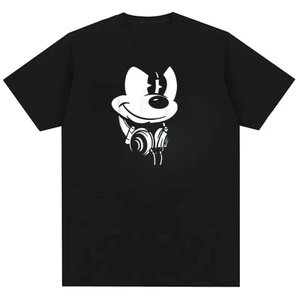 Chuột, micro, tai nghe, phong cách trẻ trung, thiết kế in hình trung tính, áo thun cotton nguyên chất